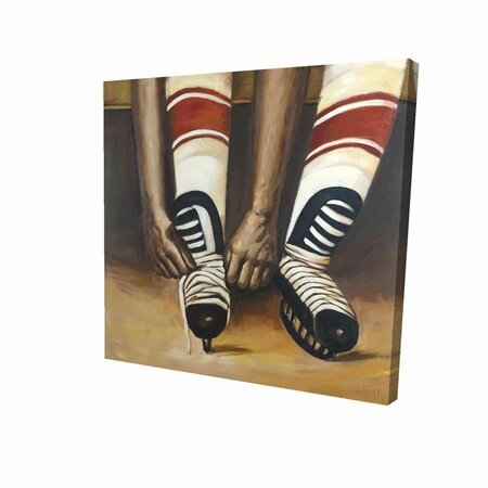 FONDO 16 x 16 in. Hockey Player Ties His Skates-Print on Canvas FO2788679